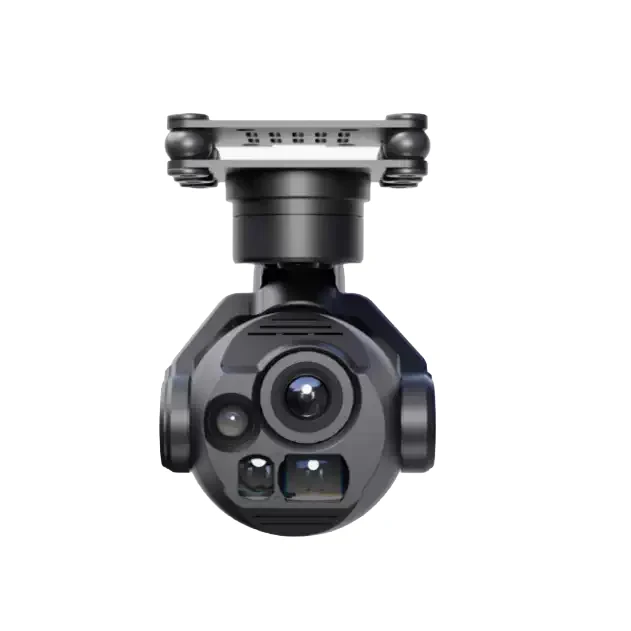 Stabilized multi-sensor gimbal payload for industrial UAV imaging.